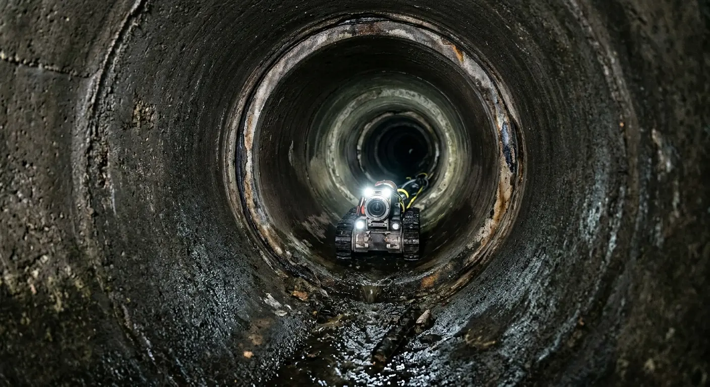 Robotic sewer camera inspecting pipe interior for Sewer Line Repair in Hartland